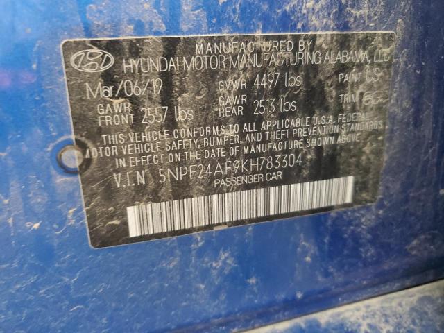 5NPE24AF9KH783304 - 2019 HYUNDAI SONATA SE BLUE photo 12
