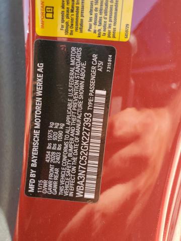 WBA3N7C52GK227393 - 2016 BMW 428 I RED photo 12