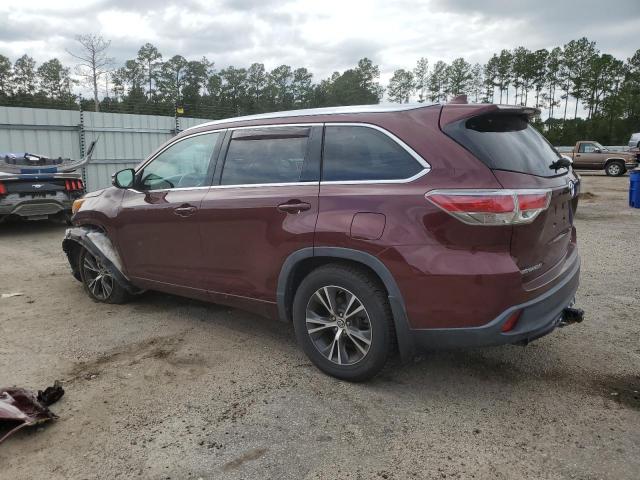 5TDJKRFH0GS239300 - 2016 TOYOTA HIGHLANDER XLE RED photo 2