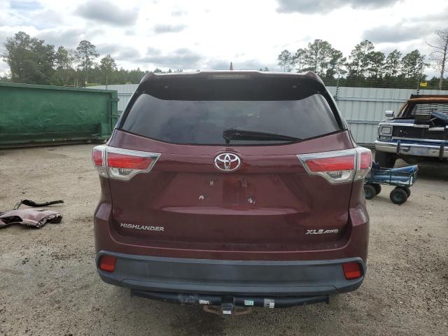 5TDJKRFH0GS239300 - 2016 TOYOTA HIGHLANDER XLE RED photo 6