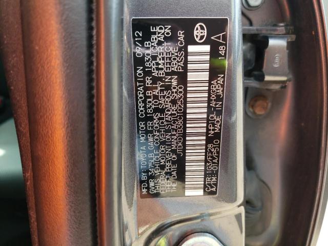 JTDKDTB38C1025300 - 2012 TOYOTA PRIUS C GRAY photo 12