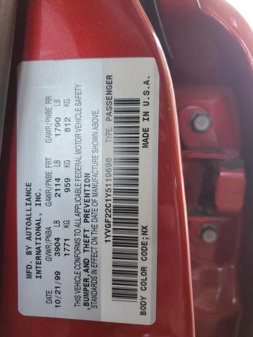 1YVGF22C1Y5119698 - 2000 MAZDA 626 ES 红色 照片 13
