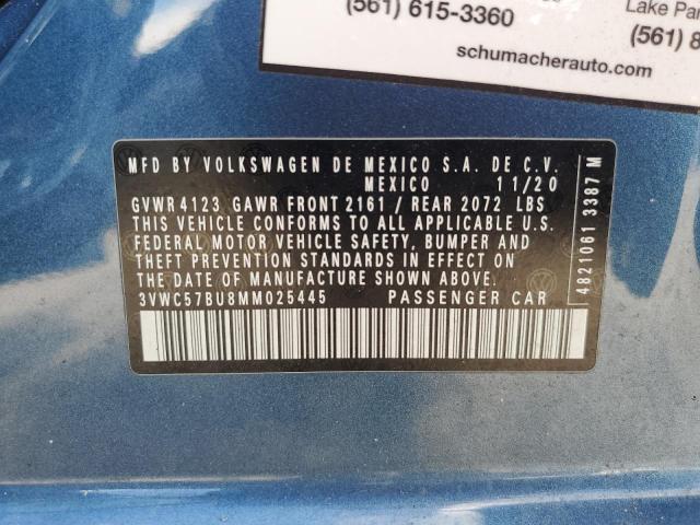 3VWC57BU8MM025445 - 2021 VOLKSWAGEN JETTA S BLUE photo 13