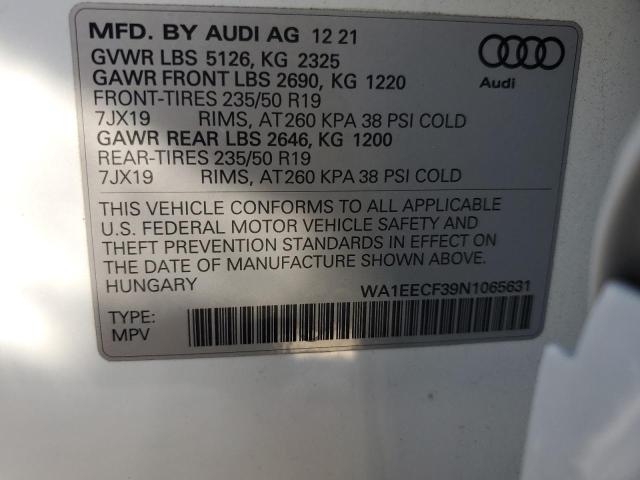 WA1EECF39N1065631 - 2022 AUDI Q3 PREMIUM PLUS S LINE 45 WHITE photo 12