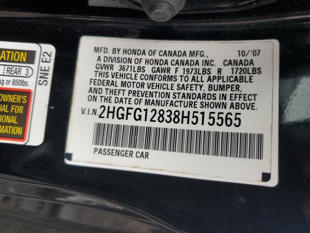 2HGFG12838H515565 - 2008 HONDA CIVIC EX BLACK photo 13