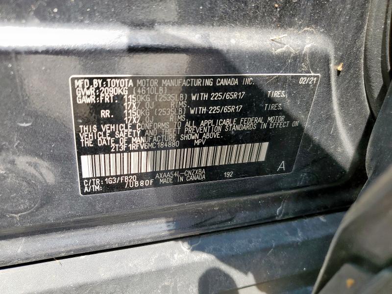 2T3F1RFV6MC184880 - 2021 TOYOTA RAV4 LE CHARCOAL photo 13