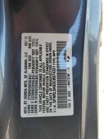 5FNRL5H63CB074331 - 2012 HONDA ODYSSEY EXL GRAY photo 13