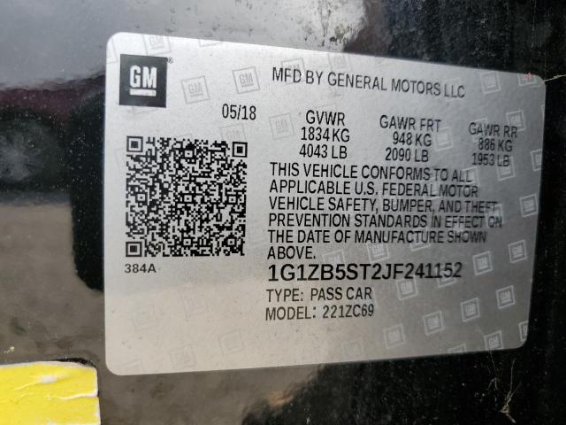 1G1ZB5ST2JF241152 - 2018 CHEVROLET MALIBU LS 黑色 照片 12