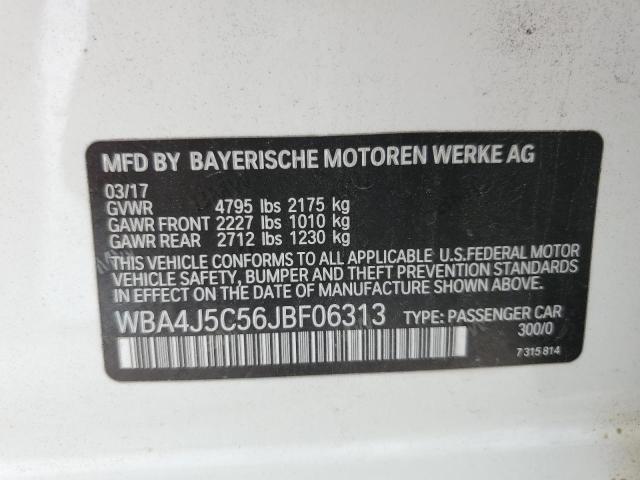 WBA4J5C56JBF06313 - 2018 BMW 440I GRAN COUPE WHITE photo 12