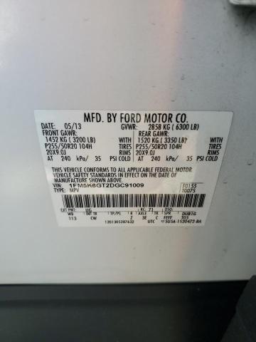 1FM5K8GT2DGC91009 - 2013 FORD EXPLORER SPORT 白色 照片 13