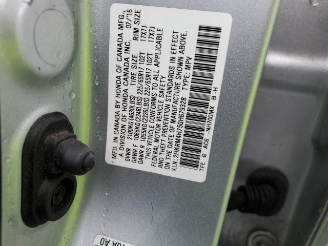 2HKRM4H75GH679328 - 2016 HONDA CR-V EXL SILVER photo 13