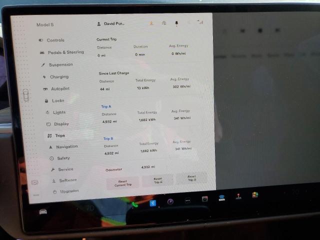 5YJSA1E57NF476089 - 2022 TESLA MODEL S Մոխրագույն լուսանկար 9