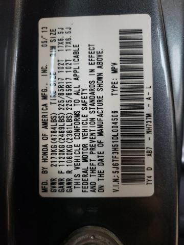 5J6TF3H51DL004506 - 2013 HONDA CROSSTOUR EXL შავი ფოტო 12