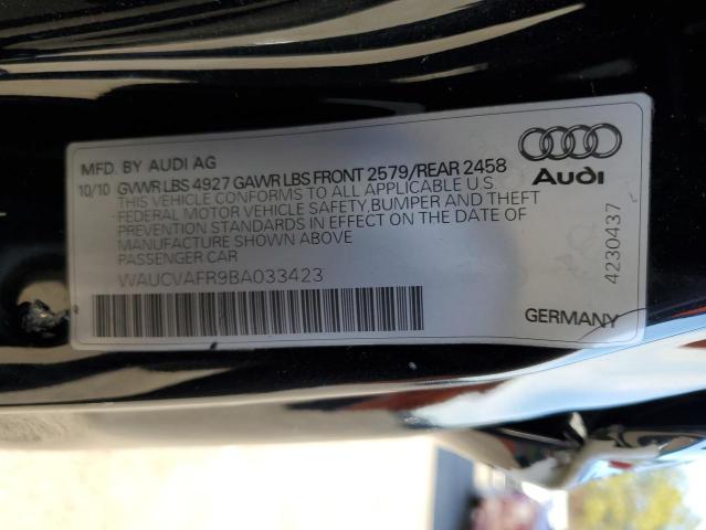 WAUCVAFR9BA033423 - 2011 AUDI S5 PREMIUM PLUS BLACK photo 12