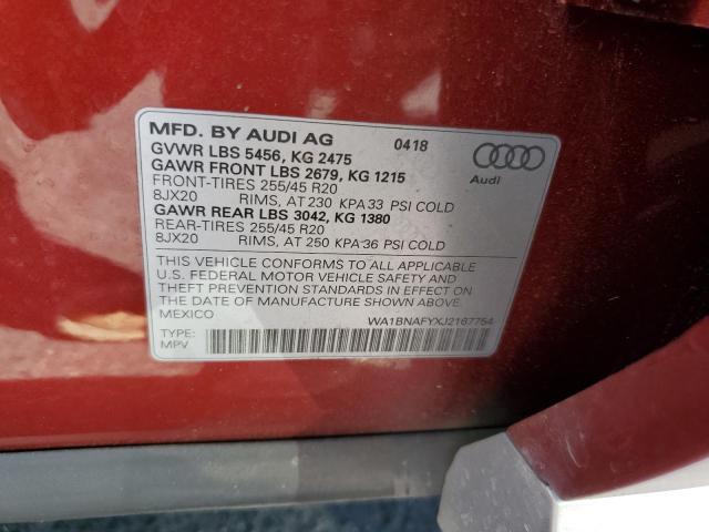 WA1BNAFYXJ2167754 - 2018 AUDI Q5 PREMIUM PLUS RED photo 13
