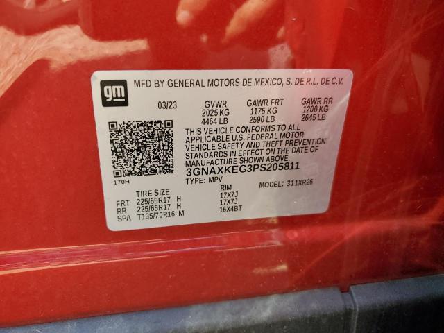 3GNAXKEG3PS205811 - 2023 CHEVROLET EQUINOX LT წითელი ფოტო 12