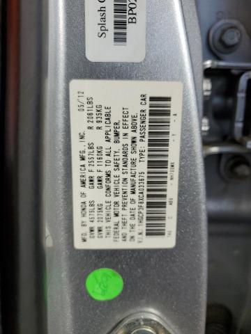 1HGCP3F8XCA033675 - 2012 HONDA ACCORD EXL SILVER photo 12