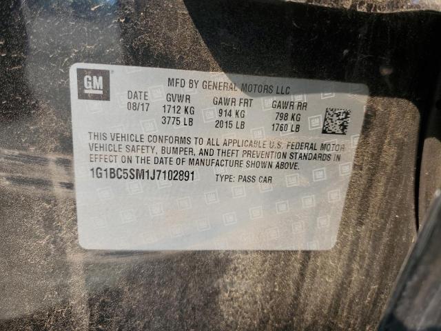 1G1BC5SM1J7102891 - 2018 CHEVROLET CRUZE LS შავი ფოტო 12