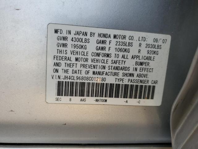 JH4CL96808C012180 - 2008 ACURA TSX SILVER photo 12