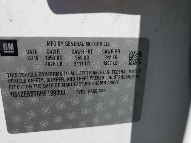 1G1ZE5ST6HF199098 - 2017 CHEVROLET MALIBU LT WHITE photo 12