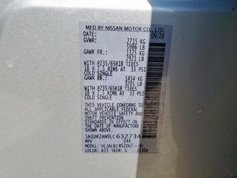 5N1DR2AN9LC632734 - 2020 NISSAN PATHFINDER S SILVER photo 13