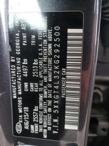 5XXGT4L32KG292500 - 2019 KIA OPTIMA LX GRAY photo 12