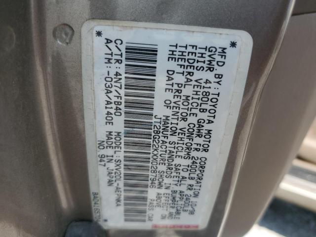 JT2BG22KXX0287946 - 1999 TOYOTA CAMRY LE 金色 照片 12