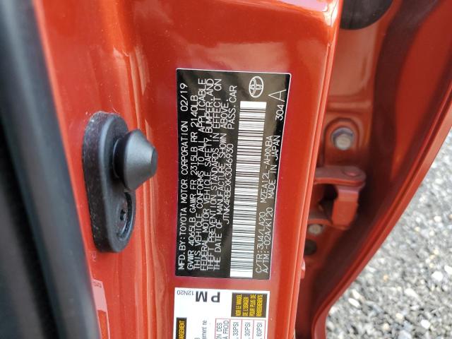 JTNK4RBEXK3046930 - 2019 TOYOTA COROLLA SE Narıncı foto 12