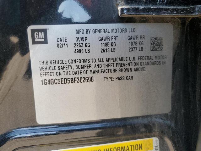 1G4GC5ED5BF302698 - 2011 BUICK LACROSSE CXL BLACK photo 12