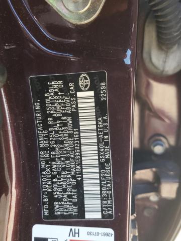 4T1BK1EB9GU231691 - 2016 TOYOTA AVALON XLE MAROON photo 12