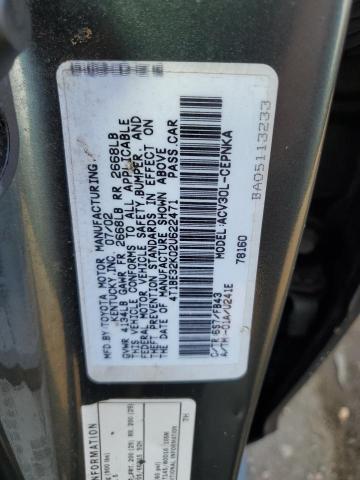 4T1BE32K02U622471 - 2002 TOYOTA CAMRY LE 灰色 照片 12