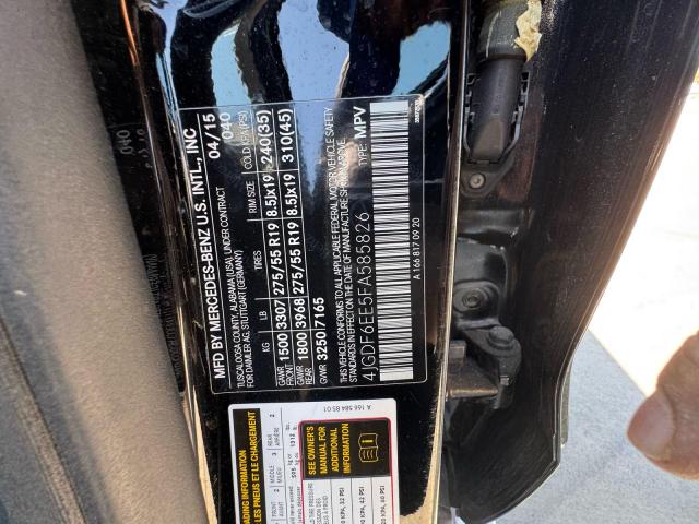 4JGDF6EE5FA585826 - 2015 MERCEDES-BENZ GL 450 4MATIC BLACK photo 10