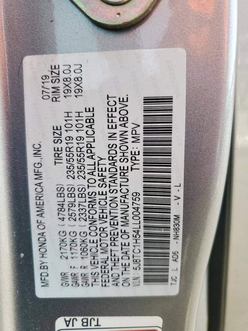 5J8TC1H54LL004759 - 2020 ACURA RDX TECHNOLOGY Արծաթագույն լուսանկար 14