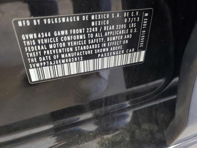3VWPP7AJ0EM602912 - 2014 VOLKSWAGEN JETTA S BLACK photo 12
