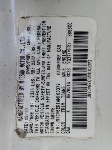 JN1CV6EK1AM103372 - 2010 INFINITI G37 BASE 白色 照片 12