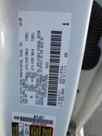 5TFRY5F16MX275026 - 2021 TOYOTA TUNDRA DOUBLE CAB SR/SR5 WHITE photo 12