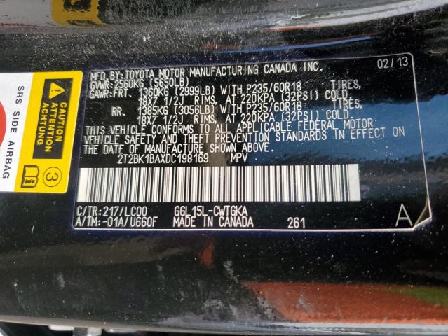 2T2BK1BAXDC198169 - 2013 LEXUS RX 350 BASE BLACK photo 14