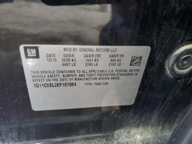 1G11C5SL2EF187884 - 2014 CHEVROLET MALIBU 1LT BLACK photo 12