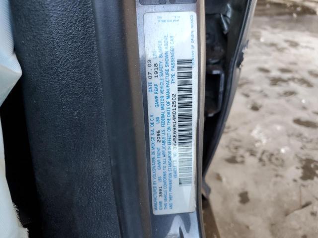 3VWSE69M14M012502 - 2004 VOLKSWAGEN JETTA GLS GRAY photo 12