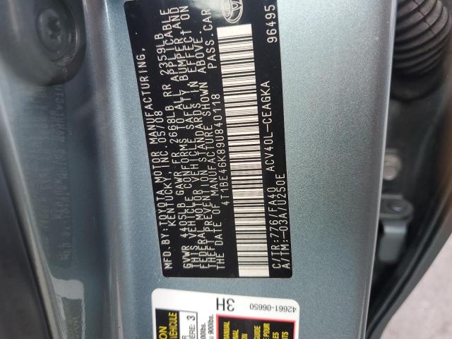 4T1BE46K89U840118 - 2009 TOYOTA CAMRY BASE BLUE photo 12