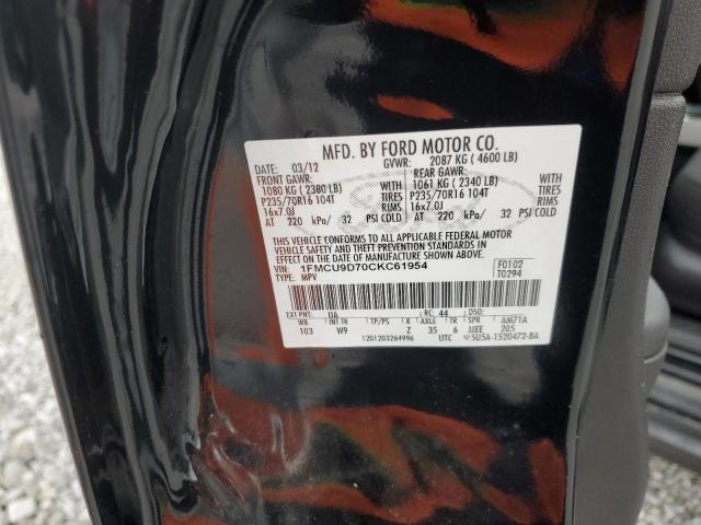 1FMCU9D70CKC61954 - 2012 FORD ESCAPE XLT BLACK photo 13