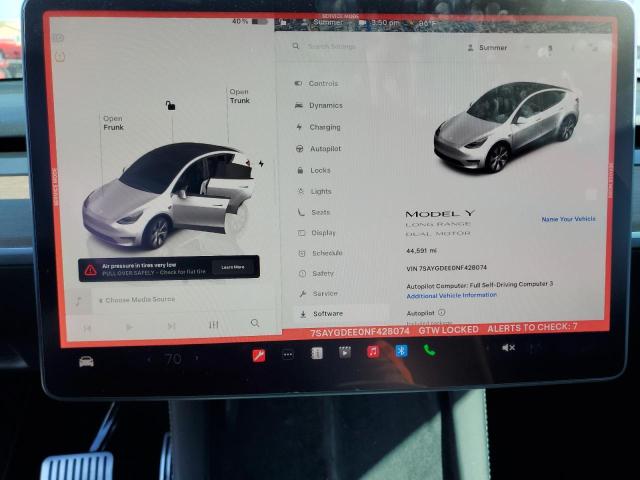 7SAYGDEE0NF428074 - 2022 TESLA MODEL Y თეთრი ფოტო 9