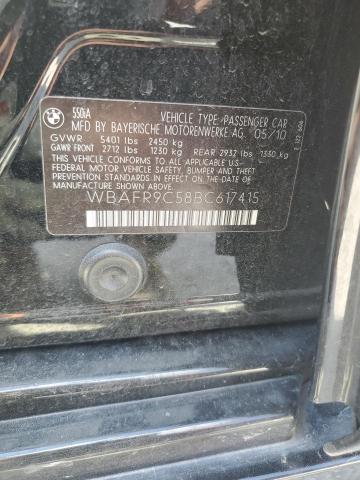 WBAFR9C58BC617415 - 2011 BMW 5 SERIES I შავი ფოტო 12