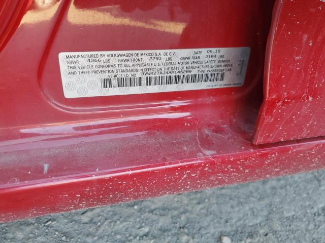 3VWRZ7AJ4AM145289 - 2010 VOLKSWAGEN JETTA SE RED photo 12