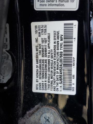 5J6RE4H52AL007669 - 2010 HONDA CR-V EX BLACK photo 14