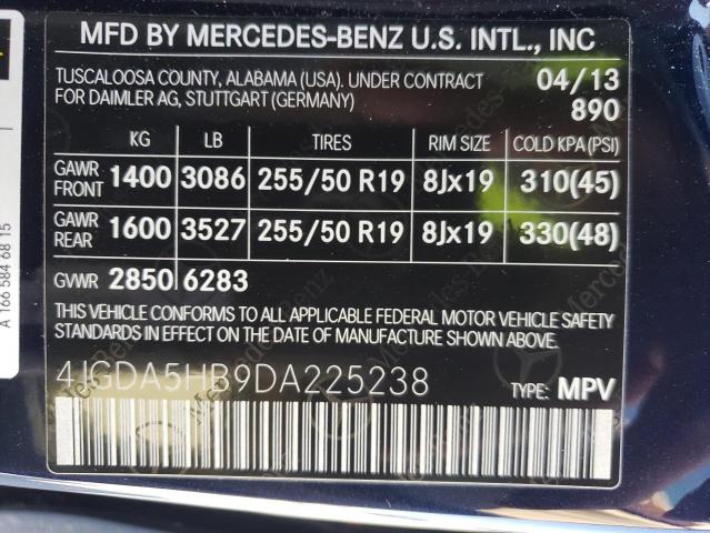 4JGDA5HB9DA225238 - 2013 MERCEDES-BENZ ML 350 4MATIC BLUE photo 13