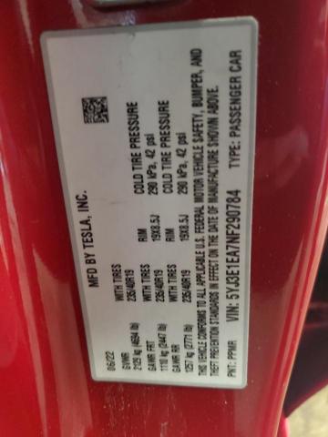 5YJ3E1EA7NF290784 - 2022 TESLA MODEL 3 RED photo 13