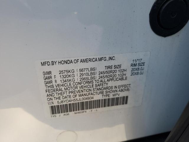 5J8YD4H55JL004934 - 2018 ACURA MDX TECHNOLOGY WHITE photo 13