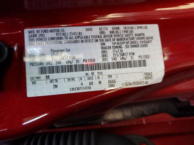 1FADP3F26EL105287 - 2014 FORD FOCUS SE RED photo 13