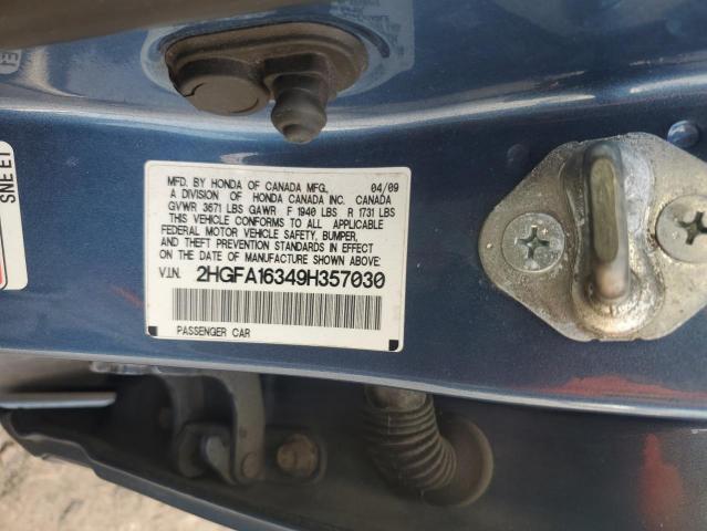 2HGFA16349H357030 - 2009 HONDA CIVIC VP BLUE photo 12